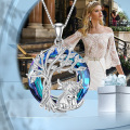 wholesale 925 Sterling Silver Blue Crystal Tree of Life Highland Cow Pendant Necklace for Women s-0-3