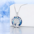 wholesale 925 Sterling Silver Blue Crystal Tree of Life Highland Cow Pendant Necklace for Women s-0-5