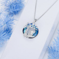 wholesale 925 Sterling Silver Blue Crystal Tree of Life Highland Cow Pendant Necklace for Women s-0-6
