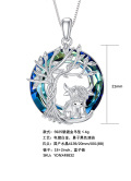 wholesale 925 Sterling Silver Blue Crystal Tree of Life Highland Cow Pendant Necklace for Women s-0-7