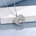 wholesale 925 Sterling Silver Heart-Shaped CZ Angel Wing Pendant Necklace for Women-0-2