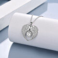 wholesale 925 Sterling Silver Heart-Shaped CZ Angel Wing Pendant Necklace for Women-0-3