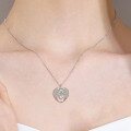 wholesale 925 Sterling Silver Heart-Shaped CZ Angel Wing Pendant Necklace for Women-0-5