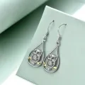 wholesale 925 Sterling Silver Owl Teardrop Dangle Earrings with Gold Accents-0-3