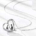 wholesale 925 Sterling Silver Heart-Shaped Mother & Baby Penguin Pendant Necklace for Women and Teen Girls - Valentines Day Gift-0-4