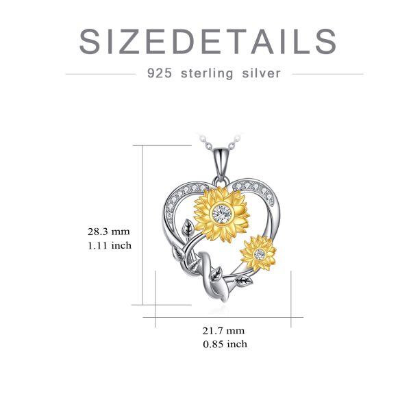 Sterling Silver Moissanite Sunflower Pendant Necklace-1