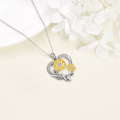 wholesale Gold Plated 925 Sterling Silver Moissanite Heart-Shaped Sunflower Pendant Necklace for Women-0-4