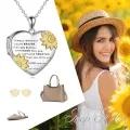 wholesale 925 Sterling Silver Heart-Shaped Photo Locket with Gold Sunflowers and Engraved Message Braver than you believe - Inspirational Jewelry for Women-0-2