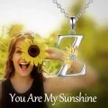 wholesale 925 Sterling Silver Metal Stone Sunflower Letter D Pendant Necklace for Women Charms -0-14