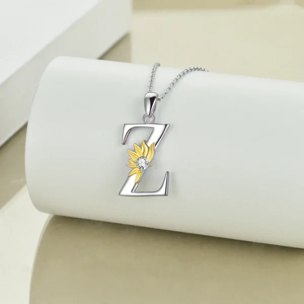 Sterling Silver Initial Alphabet Letter "Z" Pendant Necklaces-4