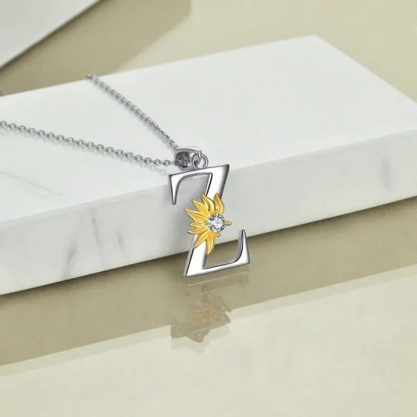 Sterling Silver Initial Alphabet Letter "Z" Pendant Necklaces-5