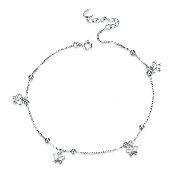 Sterling Silver Butterfly Anklets Bracelet-0