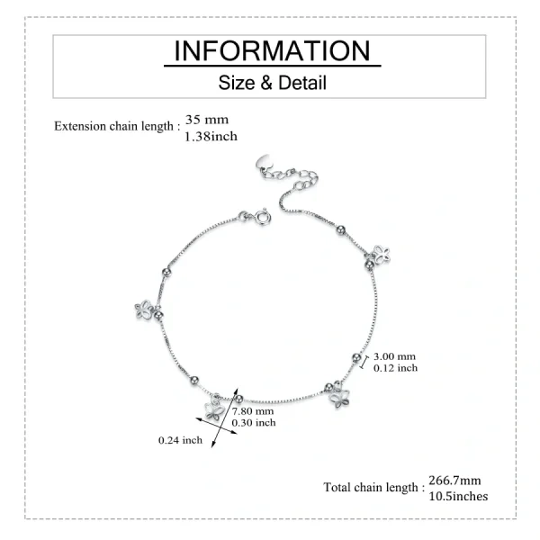 Sterling Silver Butterfly Anklets Bracelet-1