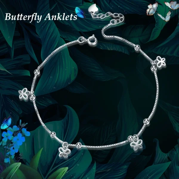 Sterling Silver Butterfly Anklets Bracelet-2