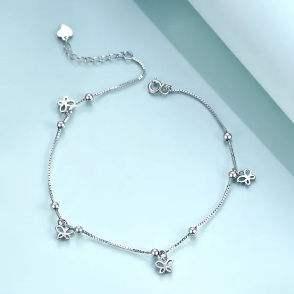 Sterling Silver Butterfly Anklets Bracelet-5