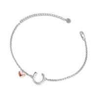 wholesale 925 Sterling Silver Heart & Horse Shoe Charm Bracelet for Women - Two Tone