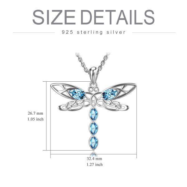 Sterling Silver Hollow Dragonfly Pendant Necklace With Crystal-1