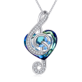 wholesale 925 Sterling Silver Blue Crystal Treble Clef Pendant Necklace for Music Lovers-0-1