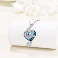 wholesale 925 Sterling Silver Blue Crystal Treble Clef Pendant Necklace for Music Lovers-0-2