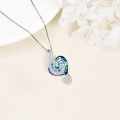 wholesale 925 Sterling Silver Blue Crystal Treble Clef Pendant Necklace for Music Lovers-0-3