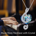 wholesale 925 Sterling Silver Blue Crystal Treble Clef Pendant Necklace for Music Lovers-0-5