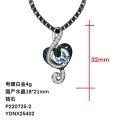 wholesale 925 Sterling Silver Blue Crystal Treble Clef Pendant Necklace for Music Lovers-0-7