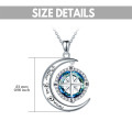 wholesale 925 Sterling Silver Moon & Blue Topaz Compass Pendant Necklace for Women and Teen Girls' Graduation Gifts-0-3
