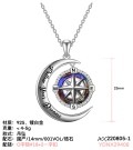 wholesale 925 Sterling Silver Moon & Blue Topaz Compass Pendant Necklace for Women and Teen Girls' Graduation Gifts-0-5