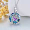 wholesale 925 Sterling Silver & Blue Crystal Life Tree Bird Locket Necklace for Women - Gift Idea-0-4