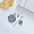 wholesale 925 Sterling Silver & Blue Crystal Life Tree Bird Locket Necklace for Women - Gift Idea-0-5