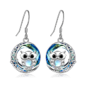 wholesale 925 Sterling Silver Blue Crystal Owl Drop Earrings for Women Girls s 16-7x14-5mm-0-1