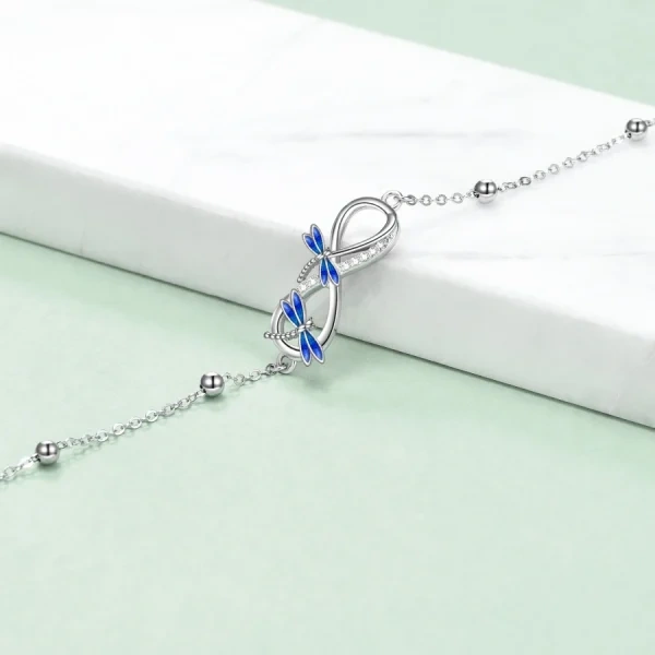 Sterling Silver Enamel Dragonfly Chain Bracelet-5