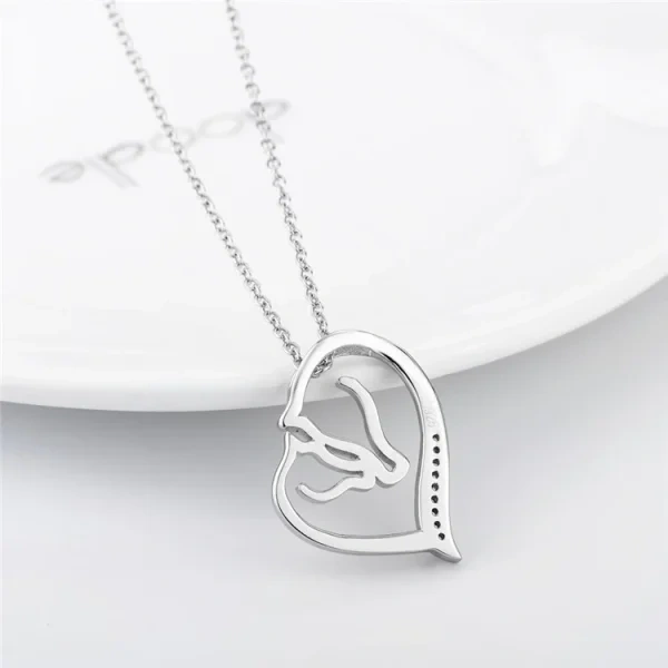 Sterling Silver Horse Head Heart Pendant Necklace-3