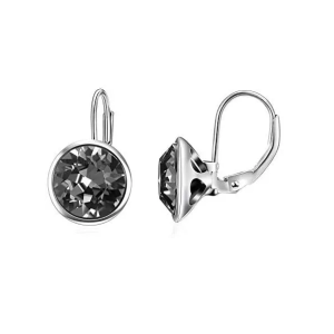 Sterling Silver Black Crystal Bella Huggie Earrings-0