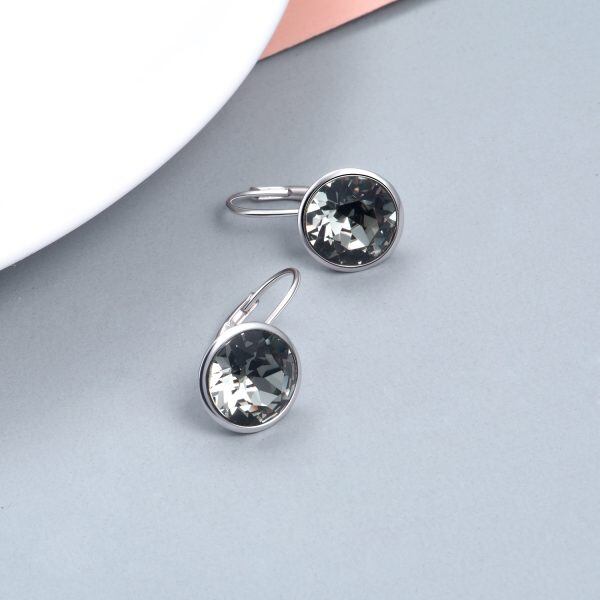 Sterling Silver Black Crystal Bella Huggie Earrings-3