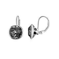 wholesale Sterling Silver Austrian Crystal Hypoallergenic Leverback Cushion Earrings for Women - Rhodium Plated- Rhodium Plated