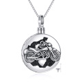 wholesale 925 Sterling Silver Motorcycle Round Cremation Jewelry Pendant with Funnel and Chain - Memorial Keepsake-0-0