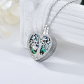 wholesale 925 Sterling Silver Metal Stone Cremation Jewelry Heart Shaped Owl on Branch with Abalone Shell and Cubic Zirconia Elements Necklace for Ashes Keepsake Memorial Urn Pendant-0-4