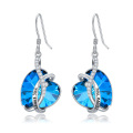 wholesale 925 Sterling Silver Blue Austrian Crystal Infinity Heart Drop Earrings for Women-0-0