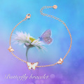 wholesale 925 Sterling Silver & Rose Gold Plated Opal Butterfly Charm Ankle Anklet with Chain Adjuster for Women-0-2