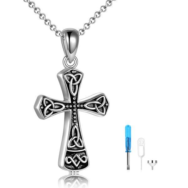 Sterling Silver Celtic Cross Urn Necklaces-0