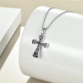 wholesale 925 Sterling Silver Celtic Knot Cross Pendant Necklace - Vintage Religious Jewelry for Women and Girls-0-5