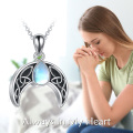 wholesale 925 Sterling Silver Moonstone Celtic Urn Pendant Necklace for Women Viking Ashes Keepsake Jewelry-0-2