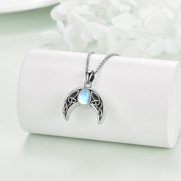 Sterling Silver Moonstone Moon Urn Necklaces-5