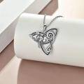 wholesale Sterling Silver Celtic Cat Necklace Urn Necklace with Triquetra Trinity Knot Halloween Jewelry-0-9