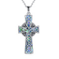 wholesale 925 Sterling Silver Abalone Shell Celtic Knot Cross Pendant Necklace for Women-0-0