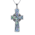 wholesale 925 Sterling Silver Abalone Shell Celtic Knot Cross Pendant Necklace for Women-0-1