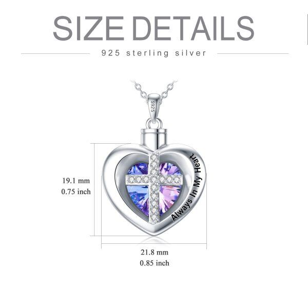 Sterling Silver Cross Heart Crystal Urn Necklaces-1