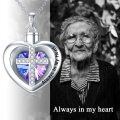 wholesale 925 Sterling Silver Purple Heart Cross Crystal Cremation Pendant Keepsake Jewelry with Always In My Heart Inscription and Funnel Included-0-2