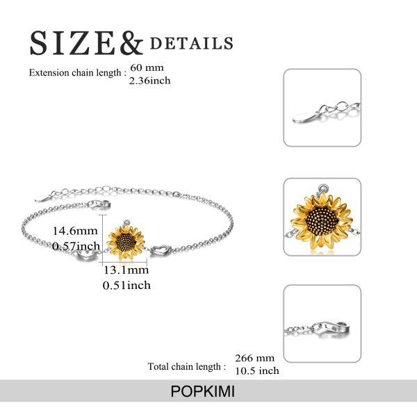 Sterling Silver Sunflower Anklets Bracelet-1